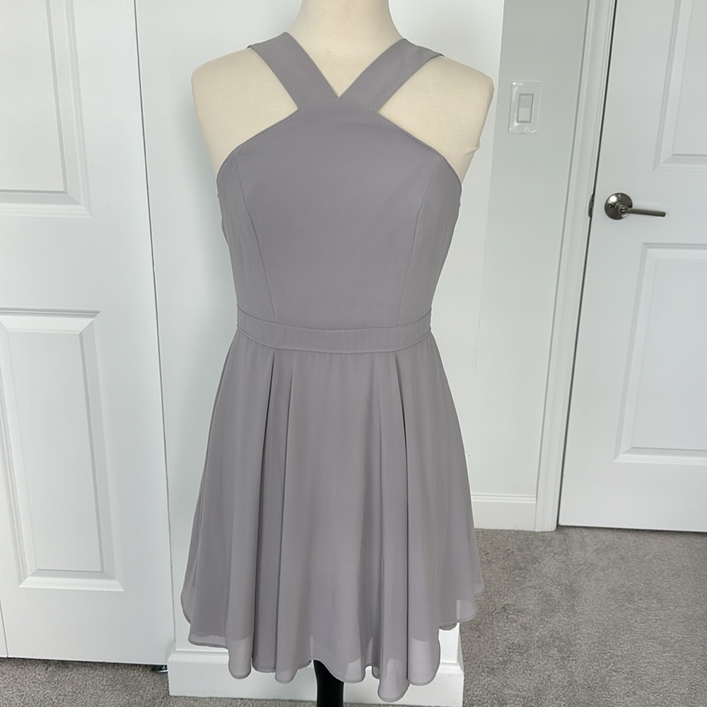 LULUS: Gray Skater Dress - Picture 2 of 8